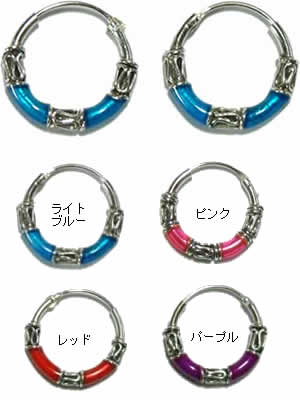 2カラーバーエスニックリングピアス：外径サイズ15mm/1ペア 両耳 シルバーピアス 20G 20ゲージ フープピアス 耳 軟骨 シルバー925 スターリングシルバー オリジナル メンズ レディース ペア 揺れる