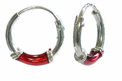 ワンポイントカラーリングピアス：外径サイズ10mm/1ペア 両耳 シルバーピアス 20G 20ゲージ フープピア..