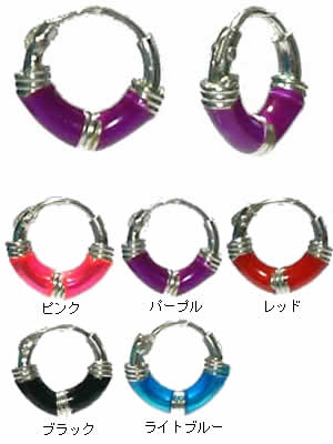 ダブルカラーリングピアス:外径サイズ9mm/1ペア 両耳 シルバーピアス 20G 20ゲージ フープピアス 耳 軟..