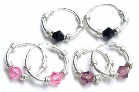Rakuten - マジックリングピアス/1ペア 両耳 スワロビーズ カラフル シルバーピアス 20G 20ゲージ フープピアス 耳 軟骨 シルバー925 スターリングシルバー オリジナル メンズ レディース ペア 揺れる
