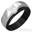 コンプレッションリング(ブラック)(LRC211)サイズ/13号/17号/24号 黒色 クリスタル ジルコニア ステンレスリング 指輪 サージカルステンレス31...