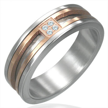 ペイヴスピナーリング(LRC213)サイズ/23号 ピンクゴールド クリスタル ジルコニア ステンレスリング 指輪 サージカルステンレス316L 低アレルギー ...