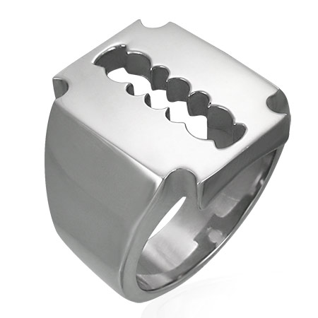 カミソリステンレスリング(RAM001)サイズ/25号/26号/28号 ペンダントでも人気の剃刀 ステンレスリング 指輪 サージカルステンレス316L 低アレル...