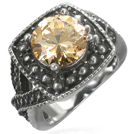 ヘブンジュエルステンレスリング(ピーチ)(RCZ032)サイズ/26号 ジルコニア クリスタル 指輪 サージカルステンレス316L 低アレルギー メンズ レディ...