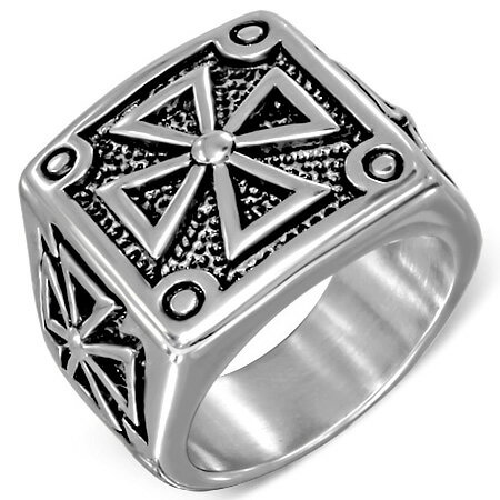 ビッグクロスステンレスリング(RMT225)サイズ/28号 印台型 十字架 指輪 サージカルステンレス316L メンズ レディース ペアリング プレゼント ギフ...