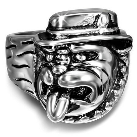 ブルドッグステンレスリング(RMT289)サイズ/26号 犬の指輪 イヌ 動物 アニマル おもしろ サージカルステンレス316L メンズ レディース ペアリング...