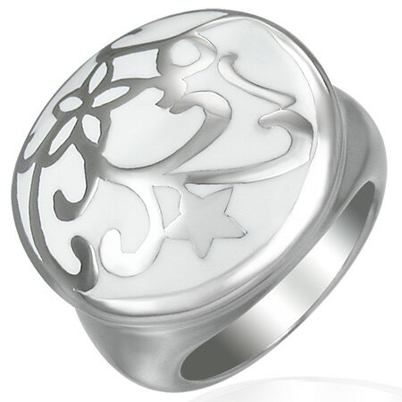 エポキシースターフラワーステンレスリング(RWR021)サイズ/21号 大きな印台型の指輪 サージカルステンレス316L メンズ レディース ペアリング プレゼ...