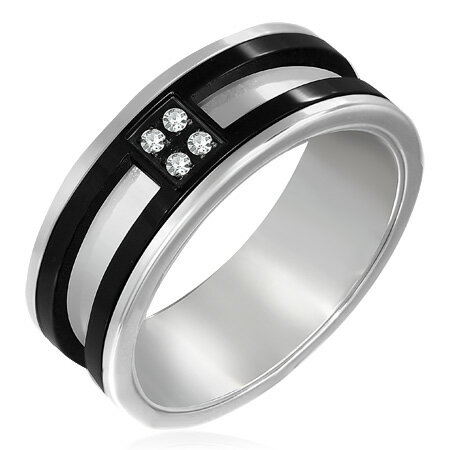 コンチネンタルステンレスリング(SRV162)サイズ/26号 ブラック 黒色 指輪 サージカルステンレス316L メンズ レディース ペアリング プレゼント ギ...