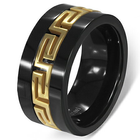 エンパイアスピンステンレスリング（VRR193）サイズ/17号 回転 回る 面白 オモシロ 黒 金 ゴールド ブラック 指輪 サージカルステンレス316L メンズ レディース ペアリング プレゼント ギフト 結婚 婚約 記念日 誕生日 ピンキーリング ファランジリング