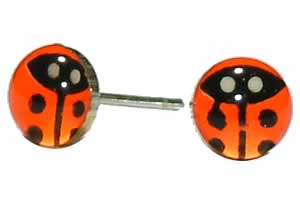 【0427アップ祭3】【シルバーアクセサリー/キャッチピアス】カラーてんとう虫スタッドピアス/全5色