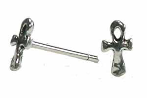 其它 - スモールアンククロススタッドピアス/1ペア 小さいアンク十字架ピアス 20G 20ゲージ 両耳 シルバー925 スターリングシルバー シルバーピアス キャッチピアス メンズ レディース 高級 オリジナル 耳たぶ 軟骨