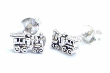 機関車スタッドピアス/1ペア SL 電車 おもしろ 両耳 20G 20ゲージ 両耳 シルバー925 スターリングシル..