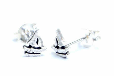 ヨットスタッドピアス/1ペア 両耳 船 マリン 20G 20ゲージ 両耳 シルバー925 スターリングシルバー シ..