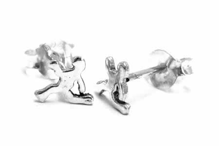 電車に乗り遅れたサラリーマンシルバーピアス/1ペア おもしろ 面白 人型 人間 20G 20ゲージ シルバー92..