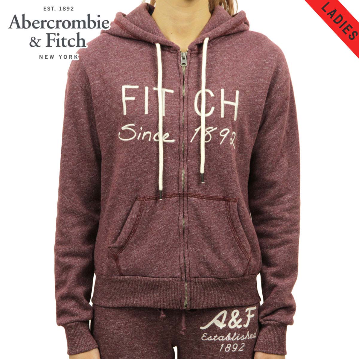 30%OFFセール 【販売期間 5/9 20:00～5/16 1:59】 アバクロ パーカー レディース 正規品 Abercrombie＆Fitch ジップアップパーカー EMBROIDERED LOGO GRAPHIC HOODIE 152-528-649-523 D00S20