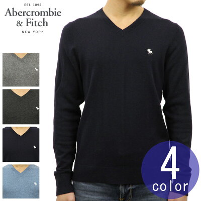 アバクロ セーター メンズ 正規品 Abercrombie&Fitch Vネックセーター ワンポイントロゴ刺繍 ICON V-NECK SWEATER