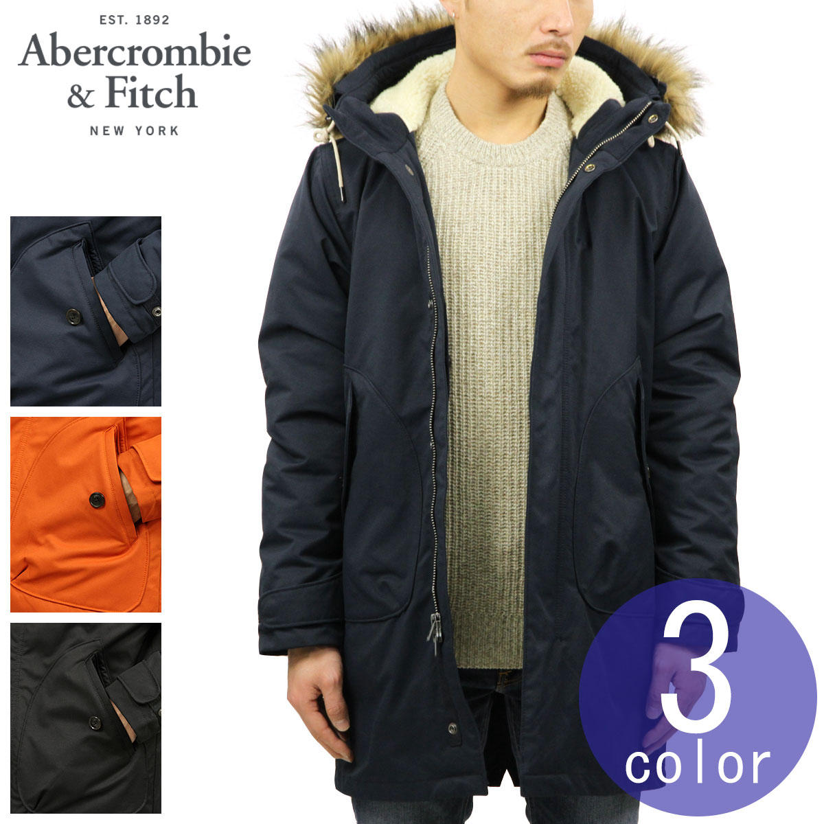 アバクロ アウター メンズ 正規品 Abercrombie＆Fitch ジャケット キルト裏地 防水 防風 フード付きコート M51 DOWN-FILLED PARKA