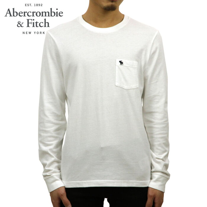 【ポイント10倍 販売期間 8/19 10:00〜8/23 9:59】 アバクロ ロンT メンズ 正規品 Abercrombie＆Fitch 長袖Tシャツ クルーネックTシャツ LONG-SLEEVE ICON POCKET TEE 124-236-1847-100