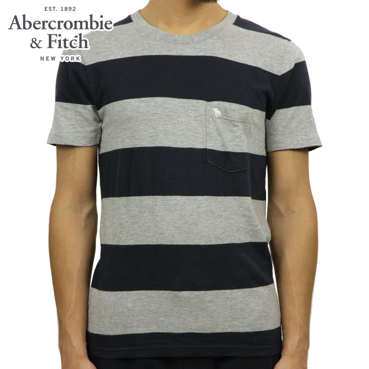 【ポイント10倍 販売期間 6/4 10:00〜6/11 09:59】 アバクロ Tシャツ 正規品 Abercrombie＆Fitch 半袖Tシャツ クルーネック ポケTシャツ RUGBY ICON TEE 124-236-1870-124 父の日 2022
