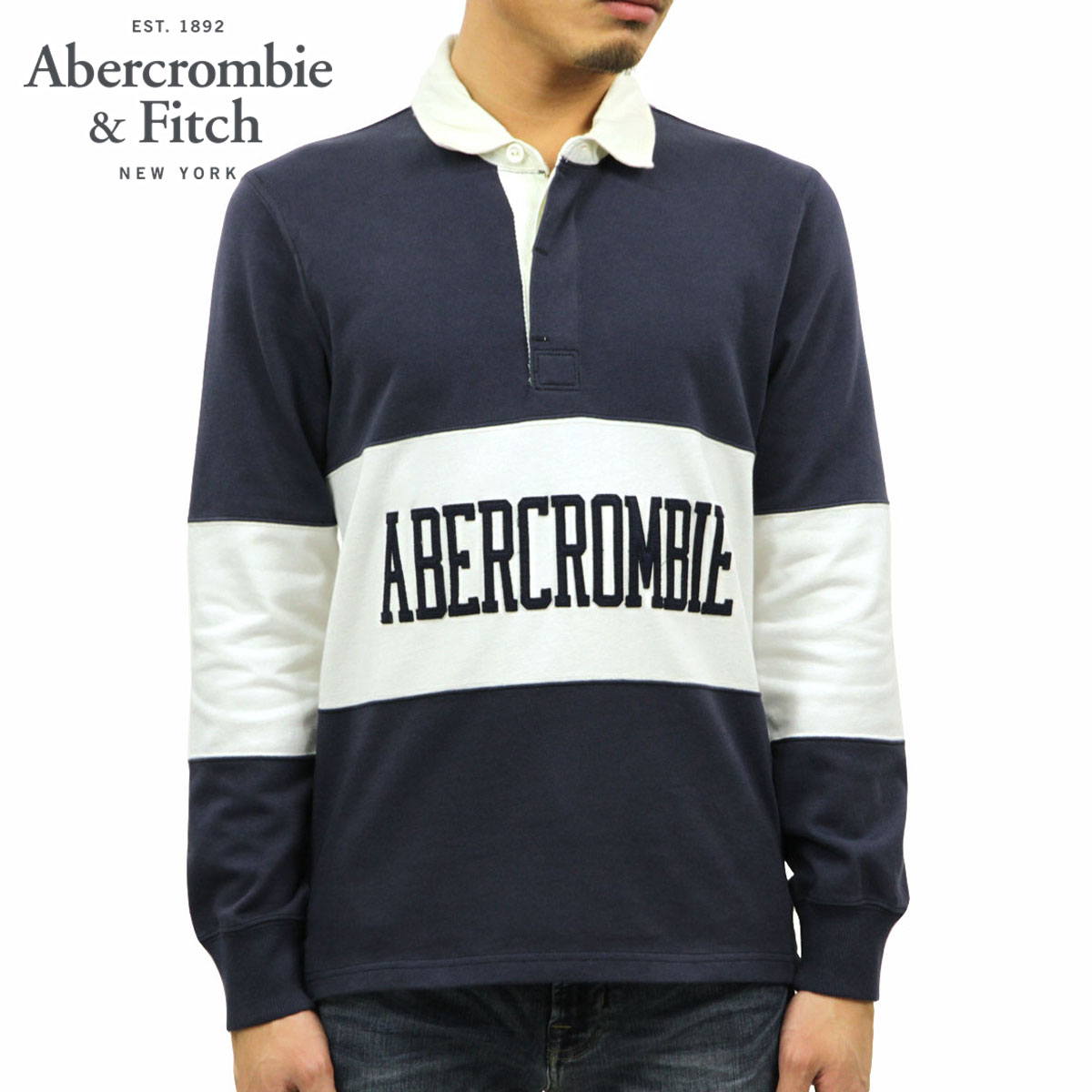 アバクロ ラガーシャツ メンズ 正規品 Abercrombie＆Fitch 長袖ラガーシャツ GRAPHIC LOGO RUGBY POLO 124-227-0687-204 父の日 2022