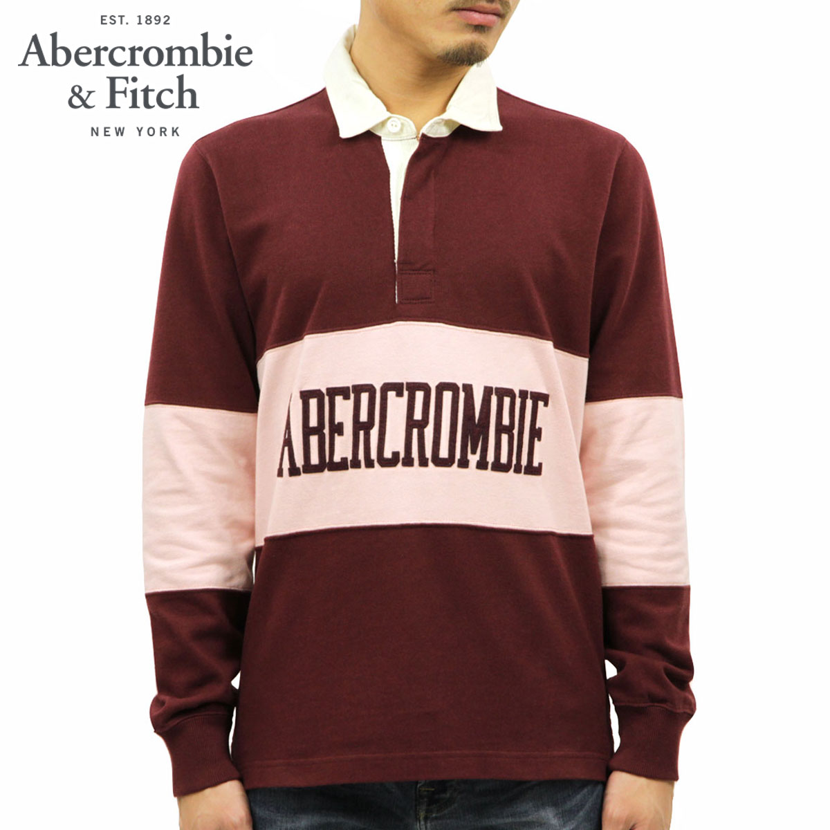 20%OFFセール 【販売期間 6/4 20:00〜6/11 01:59】 アバクロ ラガーシャツ メンズ 正規品 Abercrombie＆Fitch 長袖ラガーシャツ GRAPHIC LOGO RUGBY POLO 124-227-0686-504 父の日 2022
