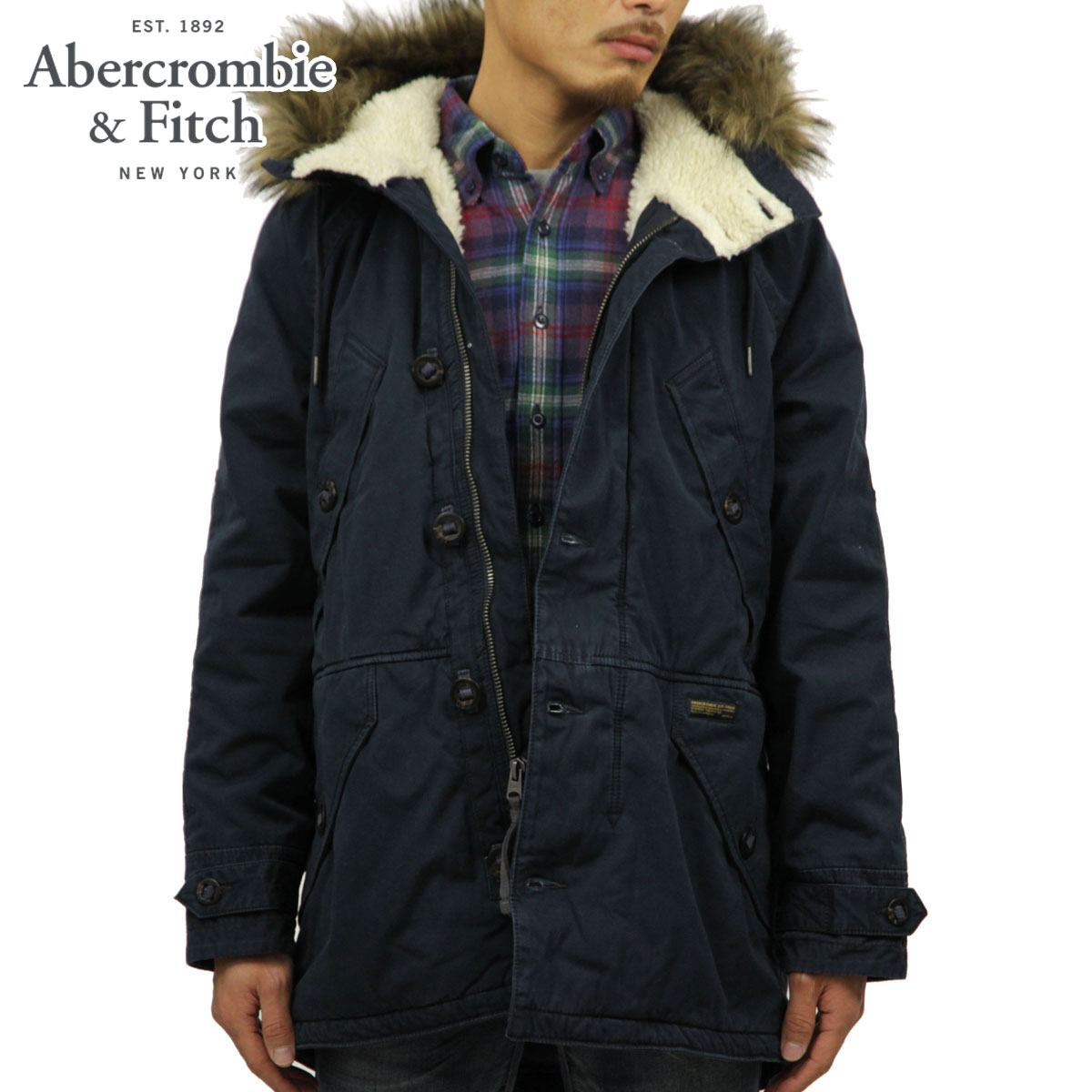 【ポイント10倍 6/4 20:00～6/11 1:59】 アバクロ アウター メンズ 正規品 Abercrombie＆Fitch ジャケット モッズコート SHERPA-LINED COTTON PARKA 132-327-0608-200 父の日 プレゼント ラッ…