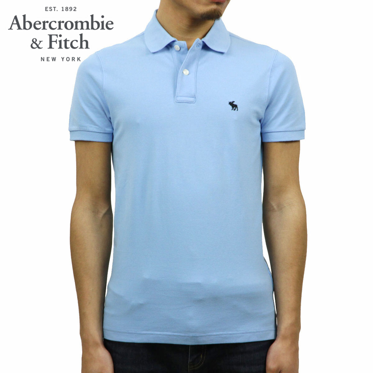 アバクロ ポロシャツ 正規品 Abercrombie＆Fitch 半袖ポロシャツ ストレッチ ワンポイントロゴ STRETCH ICON POLO 124-227-0885-210