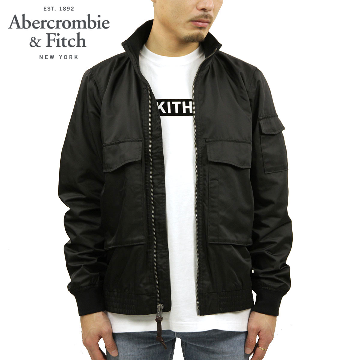  アバクロ ジャケット メンズ 正規品 Abercrombie＆Fitch アウター ナイロンジャケット UTILITY BOMBER JACKET 132-328-1302-900 父の日 プレゼント ラッピング