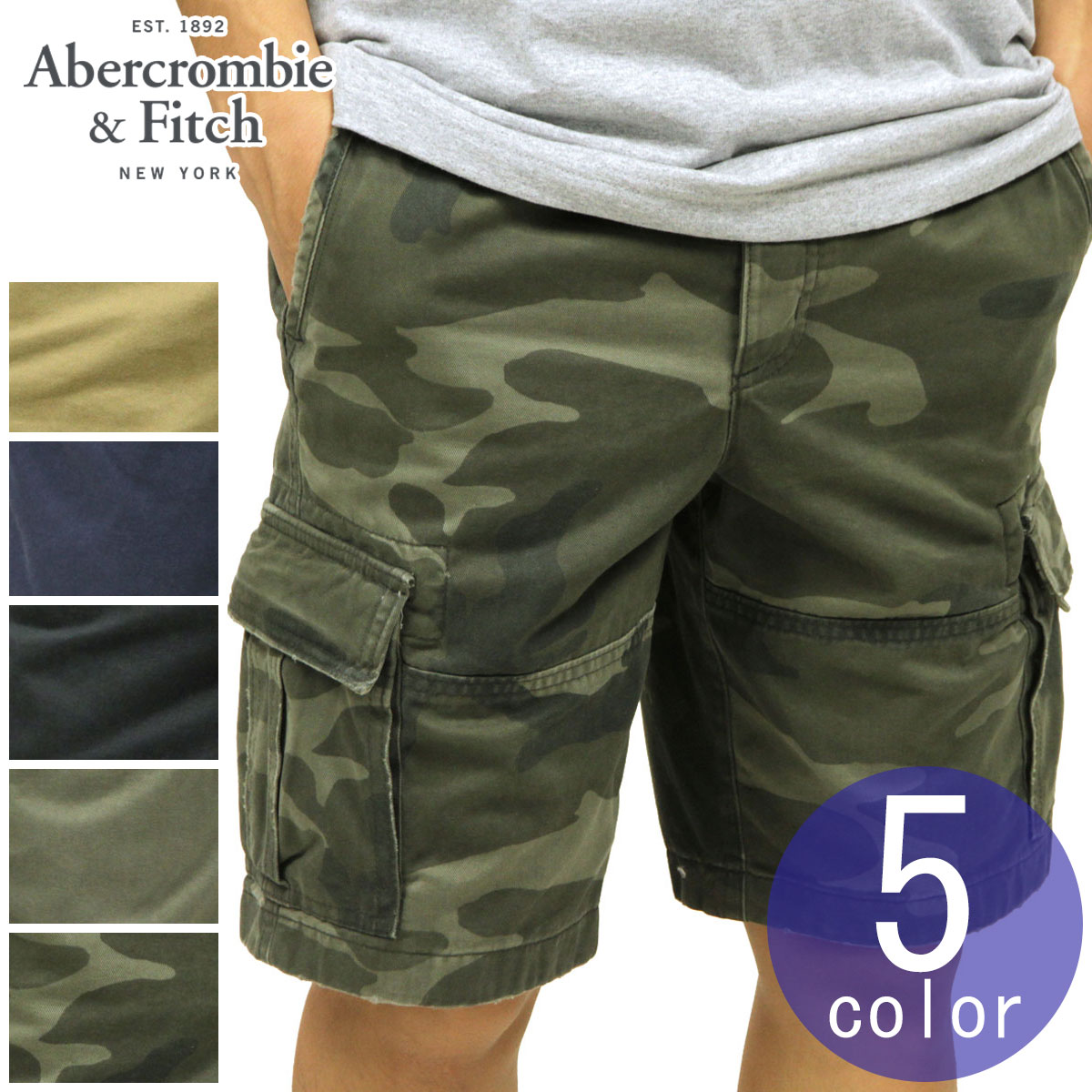 Х 硼ȥѥ   AbercrombieFitch ܥȥॹ ϡեѥ ѥ ɨ CARGO SHORTS 10 INSEAM LONG-LENGTH