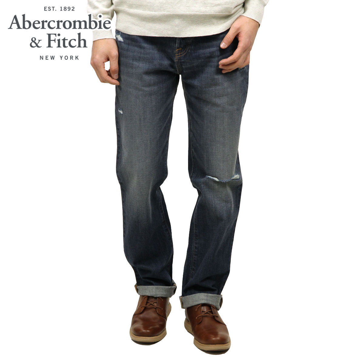 【ポイント10倍 5/9 20:00～5/16 1:59】 アバクロ ジーンズ メンズ 正規品 Abercrombie＆Fitch ジーパン A&F Classic Straight Button Fly Jeans 131-318-0358-027 D00S20