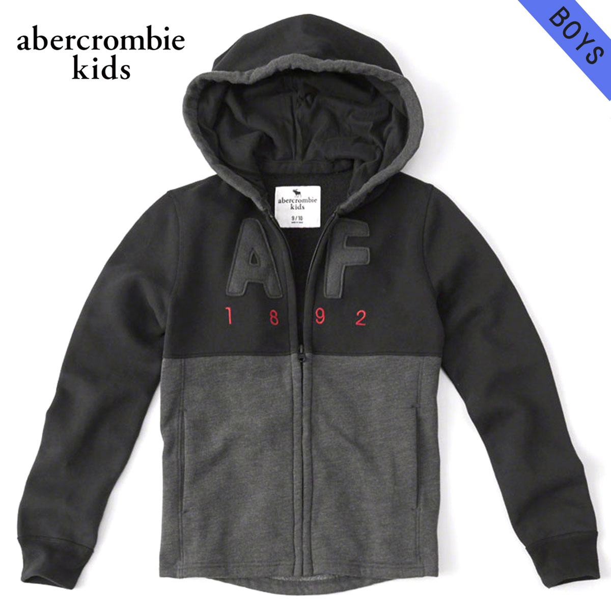 【ポイント10倍 5/9 20:00～5/16 1:59】 アバクロキッズ パーカー ボーイズ 子供服 正規品 AbercrombieKids logo full zip hoodie 222-628-0016-091 D00S20