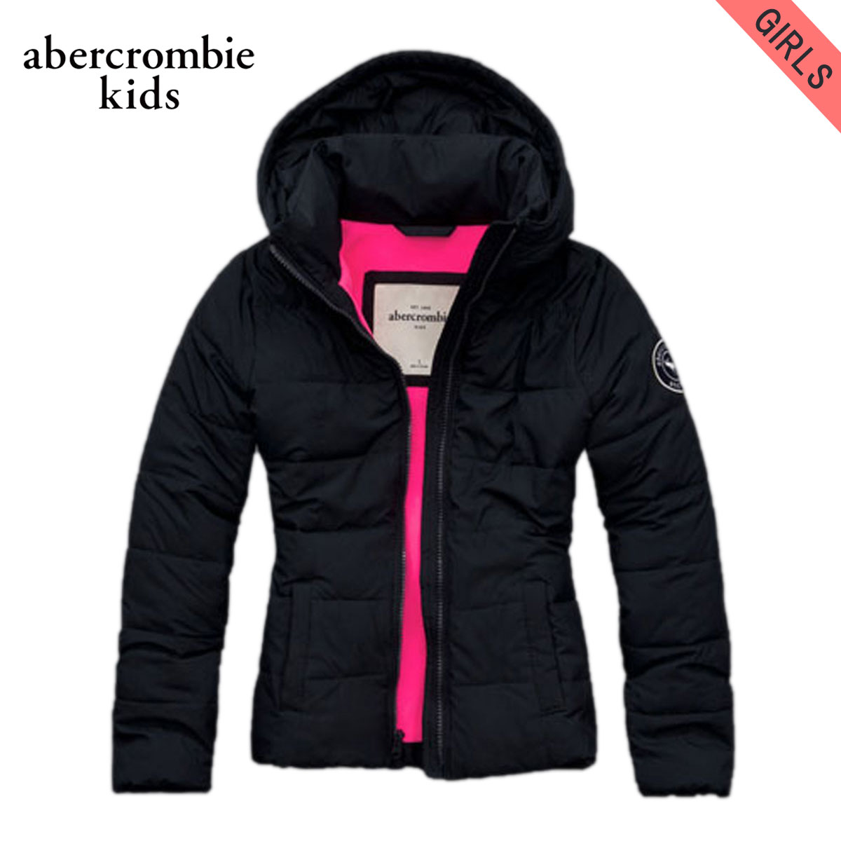 50%OFFセール  アバクロキッズ ジャケット ガールズ 子供服 正規品 AbercrombieKids アウター puffer jacket NAVY D20S30 父の日 プレゼント ラッピング