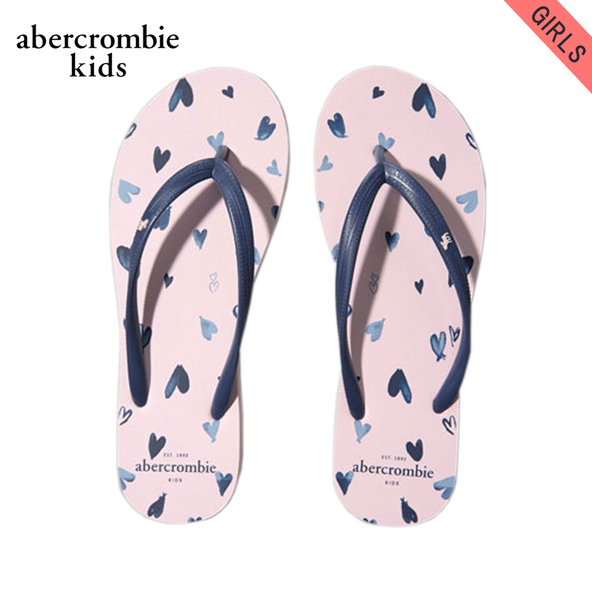 アバクロキッズ サンダル ガールズ 子供服 正規品 AbercrombieKids heart print rubber flip flops 254-213-0229-062 D20S30 父の日 プレゼント ラッピング