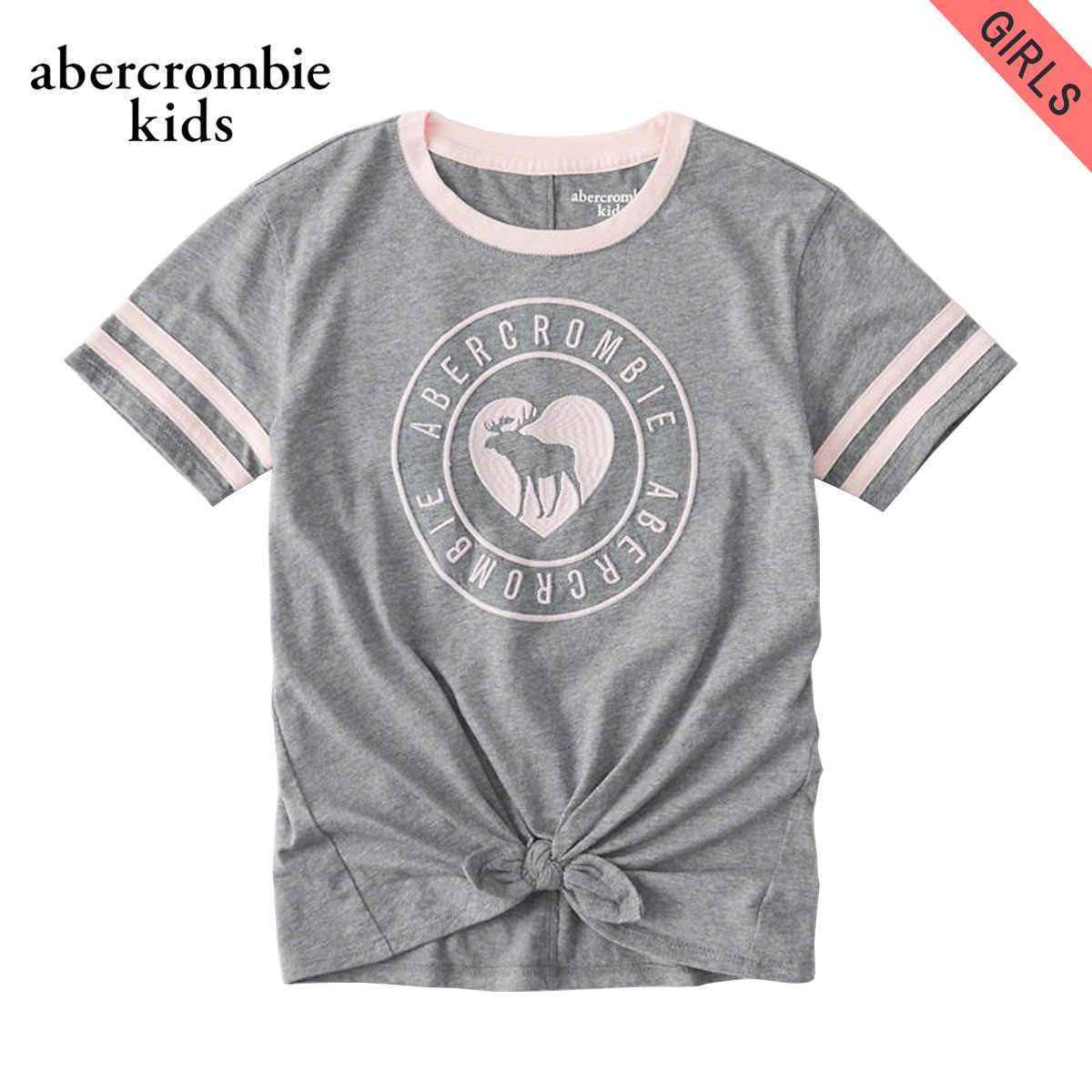 10%OFFクーポンセール  アバクロキッズ Tシャツ 子供服 正規品 AbercrombieKids 半袖Tシャツ sporty tie-front graphic tee 257-891-0100-010