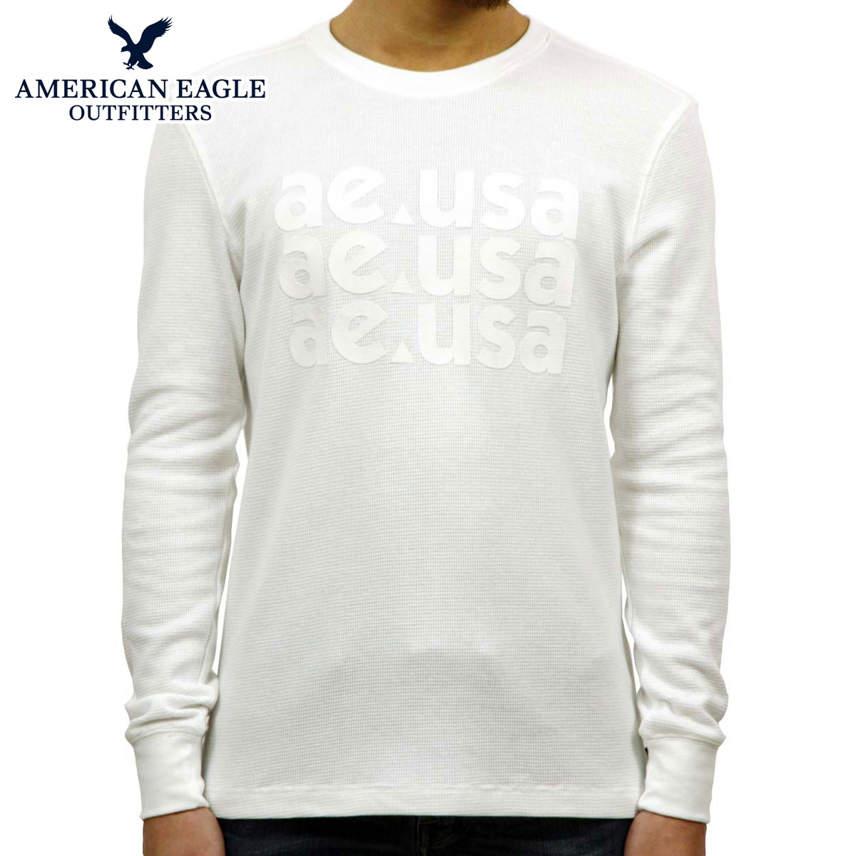 アメリカンイーグル AMERICAN EAGLE 正規品 メンズ サーマル クルーネック長袖Tシャツ ロンT AE Beyond-Soft Thermal 1175-3855-100