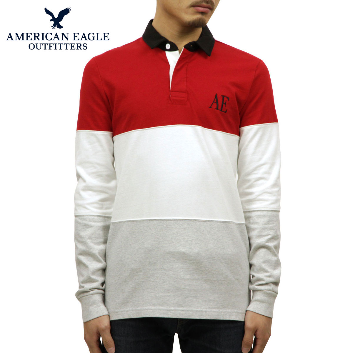 アメリカンイーグル ラガーシャツ メンズ 正規品 AMERICAN EAGLE 長袖ラガーシャツ AE Long Sleeve Rugby Shirt 5171...