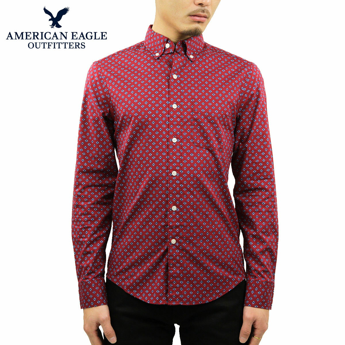 アメリカンイーグル シャツ メンズ 正規品 AMERICAN EAGLE 長袖シャツ ボタンダウンシャツ AE POPLIN BUTTON UP SHIRT 0...