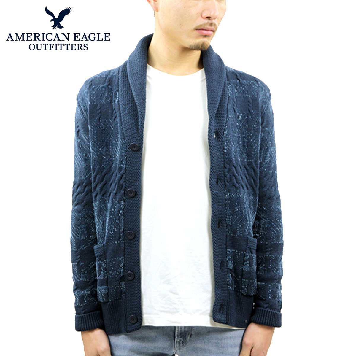 アメリカンイーグル セーター メンズ 正規品 AMERICAN EAGLE カーディガン Cotton Knit Soft Cardigan 1149-1420-400