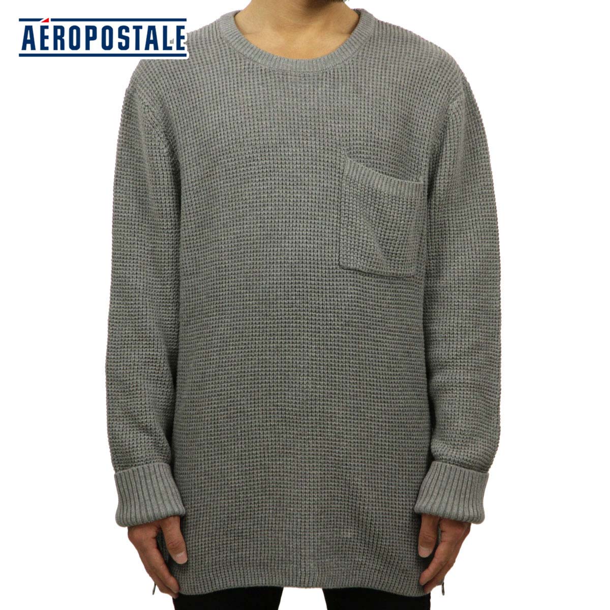 【ポイント10倍 10/4 20:00〜10/11 01:59まで】 エアロポステール AEROPOSTALE 正規品 メンズ セーター Waffle Knit Side-Zip Crew Neck Sweater 6187-5914 D20S30