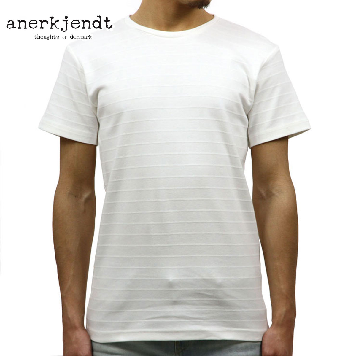 アナケット ANERKJENDT 正規品 メンズ 半袖Tシャツ MANNY STRIPE T-SHIRT WHITE 9217329 B