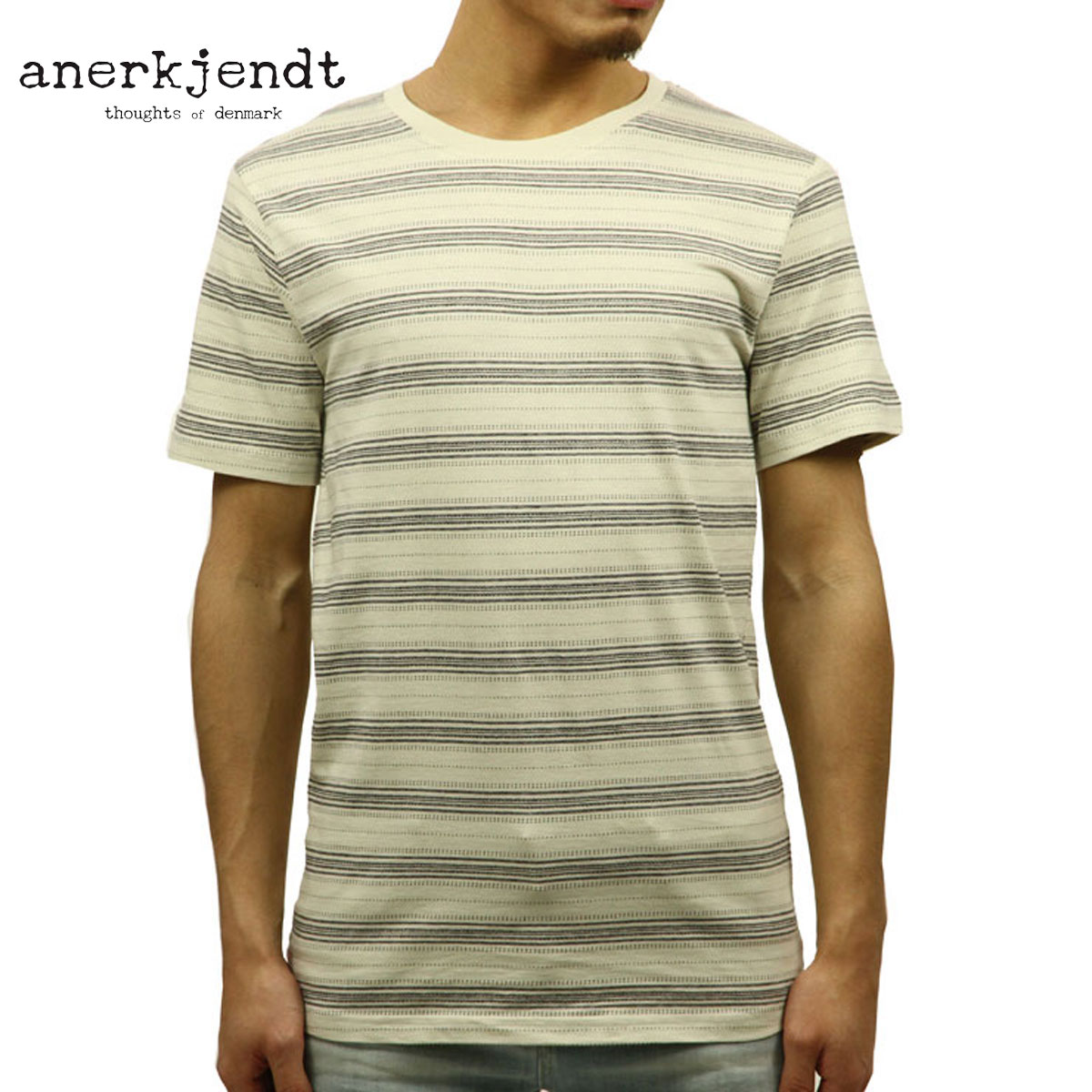アナケット ANERKJENDT 正規品 メンズ 半袖Tシャツ MARTEZ STRIPE T-SHIRT PAPYRUS 9217338 A D00S15