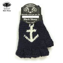 ubNV[v BLACK SHEEP K̔X Y  BLACK SHEEP HANDMADE FINGERLESS KNIT GLOVE SM08B NAVY~ECRU~ANCHOR