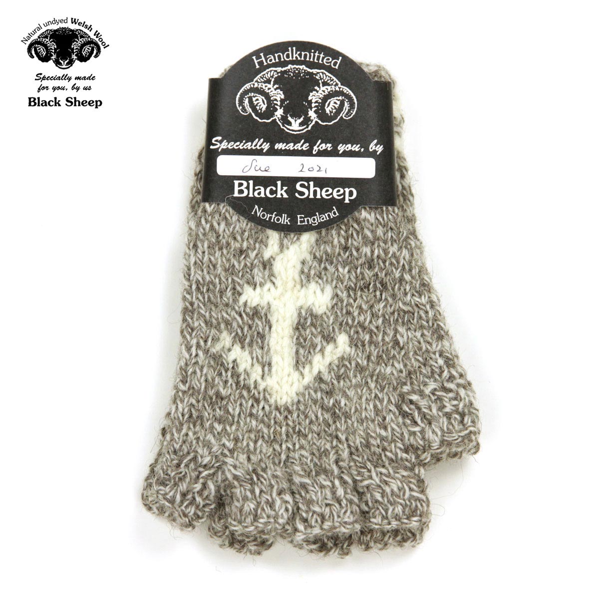 手袋 メンズ（5000円程度） ブラックシープ BLACK SHEEP 正規販売店 メンズ 手袋 BLACK SHEEP HANDMADE FINGERLESS KNIT GLOVE SM08B TWIST×ECRU×ANCHOR 父の日 プレゼント ラッピング