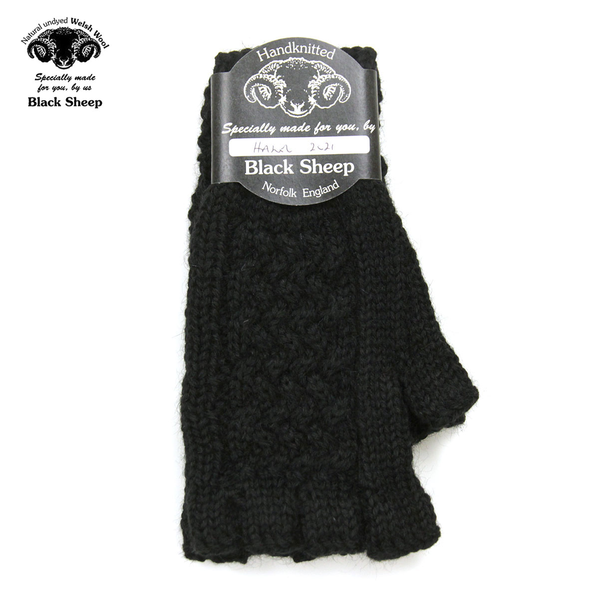 ブラックシープ BLACK SHEEP メンズ 手袋 BLACK SHEEP HANDMADE FINGERLESS CABLE KNIT GLOVE SB08B JET BLACK