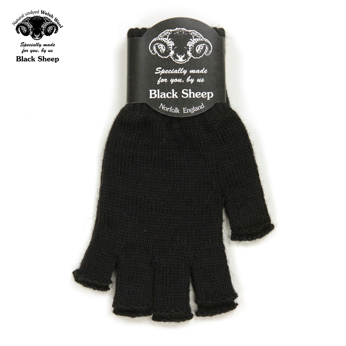 ブラックシープ 手袋 メンズ 正規販売店 BLACK SHEEP スマホ手袋 フィンガーレス手袋 BLACK SHEEP M KNIT FINGERLESS GLOVE FMITT JET BLACK