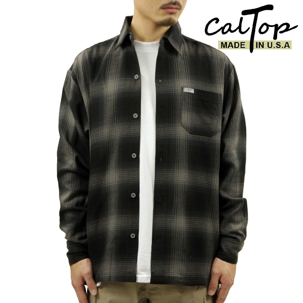 ȥå Ĺµ   CALTOP ACRYLIC OMBRE CHECK LONG SLEEVE SHIRTS Ĺµ ...