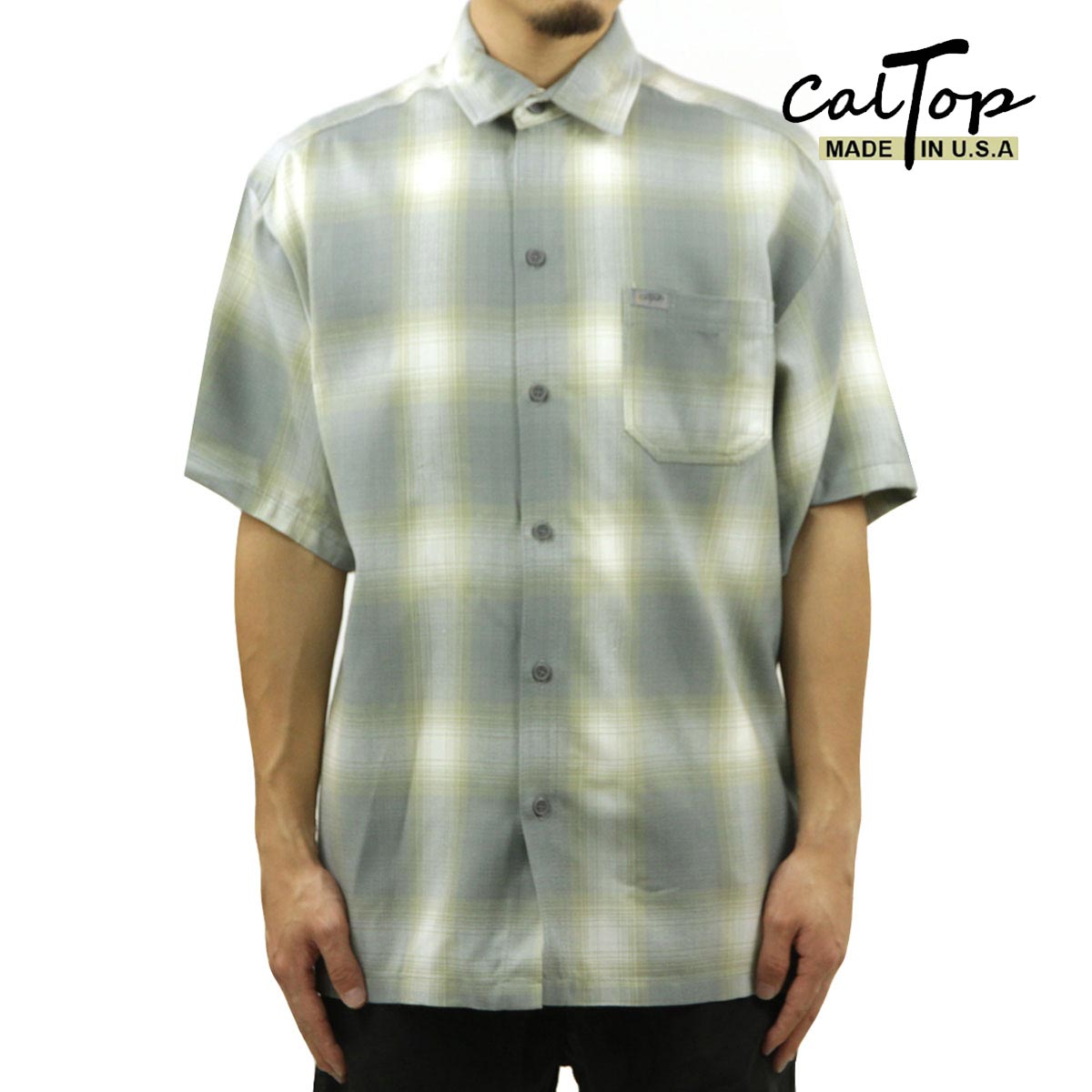 ȥå  Ⱦµ  CALTOP CALTOP ACRYLIC OMBRE CHECK SHORT SLEEVE SH...