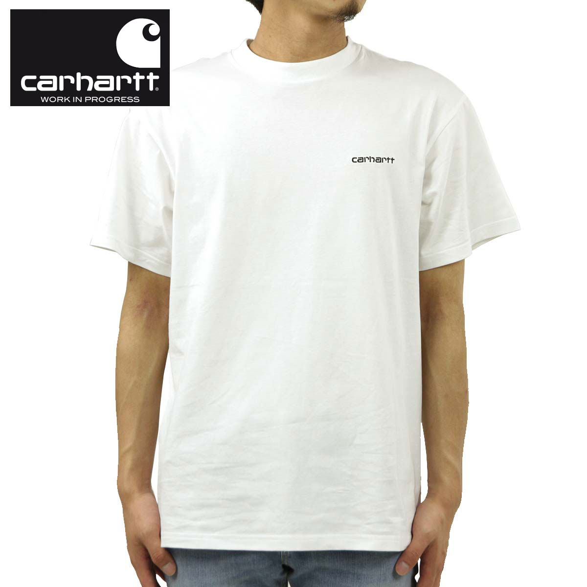 カーハート Tシャツ メンズ カーハート Tシャツ メンズ 正規販売店 CARHARTT WIP 半袖Tシャツ ロゴTシャツ SHORT SLEEVE SCRIPT EMBROIDERY T-SHIRT WHITE/BLACK I025778 02