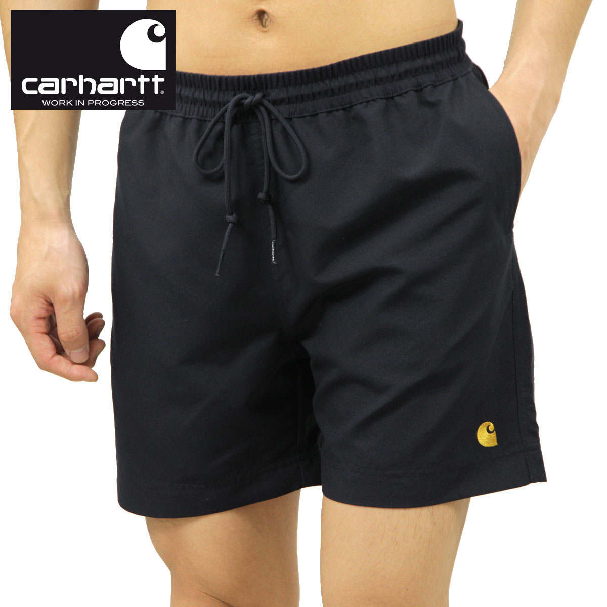 カーハート 水着 メンズ 正規販売店 CARHARTT WIP スイムパンツ ボトムス CHASE SWIM TRUNKS PANTS DARK NAVY / GOLD I026235 00HXX 父の日 プレゼント ラッピング