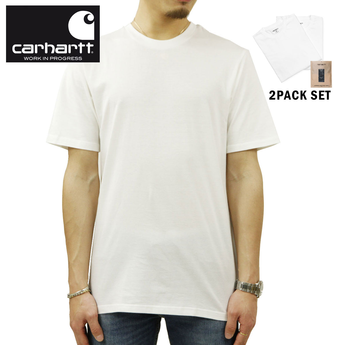 カーハート Tシャツ メンズ 正規販売店 CARHARTT WIP 半袖Tシャツ 2枚組 クルーネッ